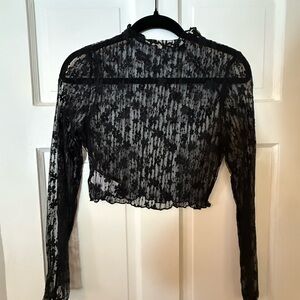 Elegant Black Lace Long Sleeve Top